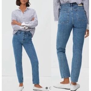 Everlane The 90's Cheeky Blue Jeans Sz 29 Straight Leg Button Fly Organic Cotton
